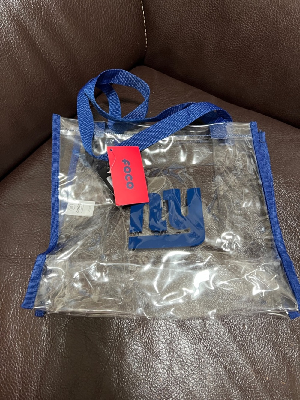 NFL Clear Tote with Navy Blue Trim and Blue Logo